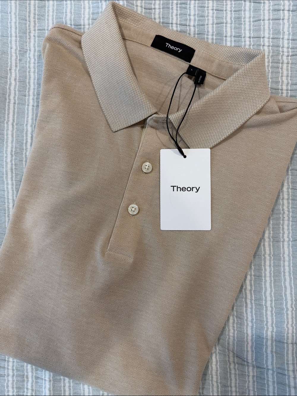 NWT! Theory Men’s Sand Beige Polo Shirt